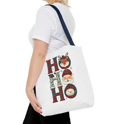 Cute Santa and Reindeer Design Festive Holiday Tote Bag