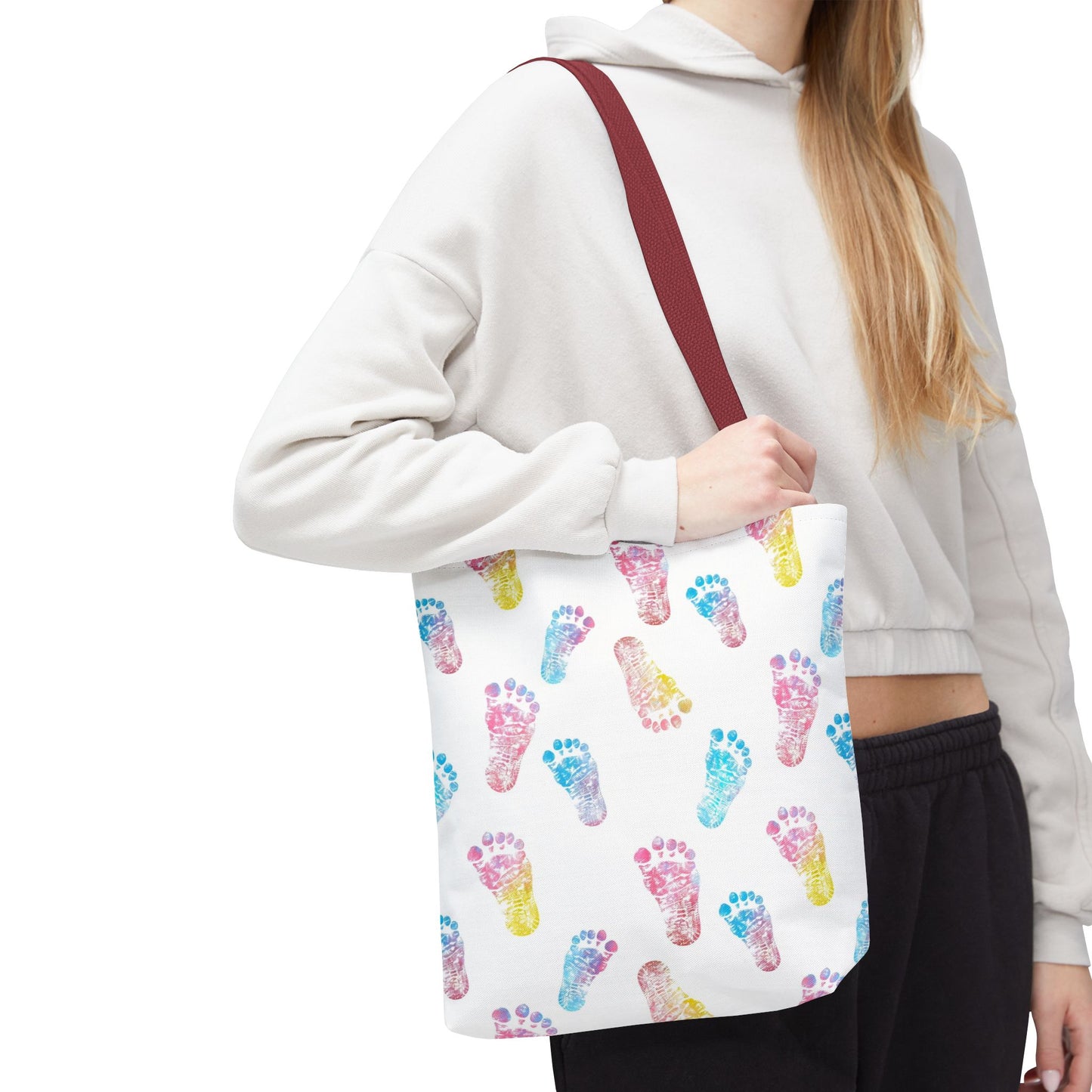 Colorful Baby Footprint Tote Bag,  Gift for New Moms
