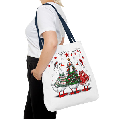 Festive Christmas Geese Tote Bag