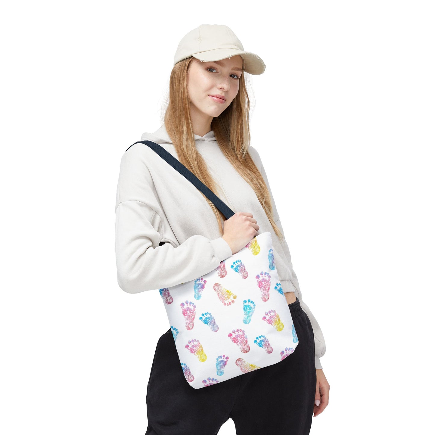 Colorful Baby Footprint Tote Bag,  Gift for New Moms