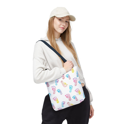 Colorful Baby Footprint Tote Bag,  Gift for New Moms