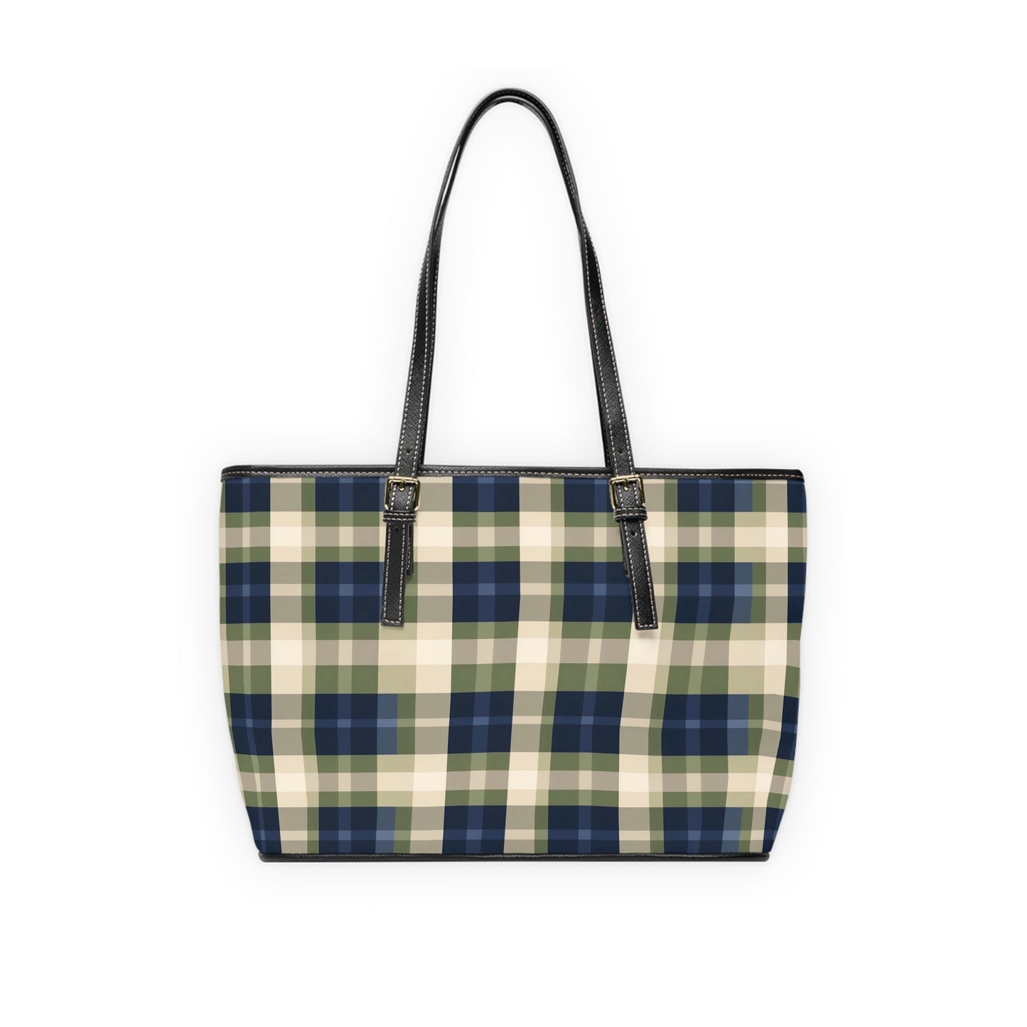 Navy & Olive Plaid Shoulder Bag