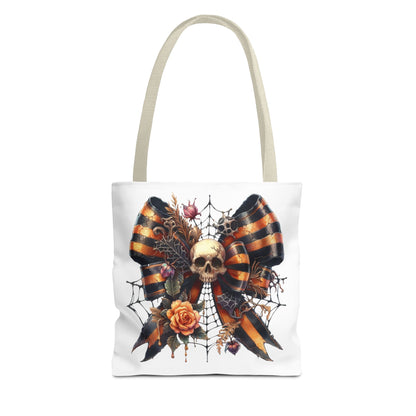 Halloween Skull & Ribbon Tote Bag