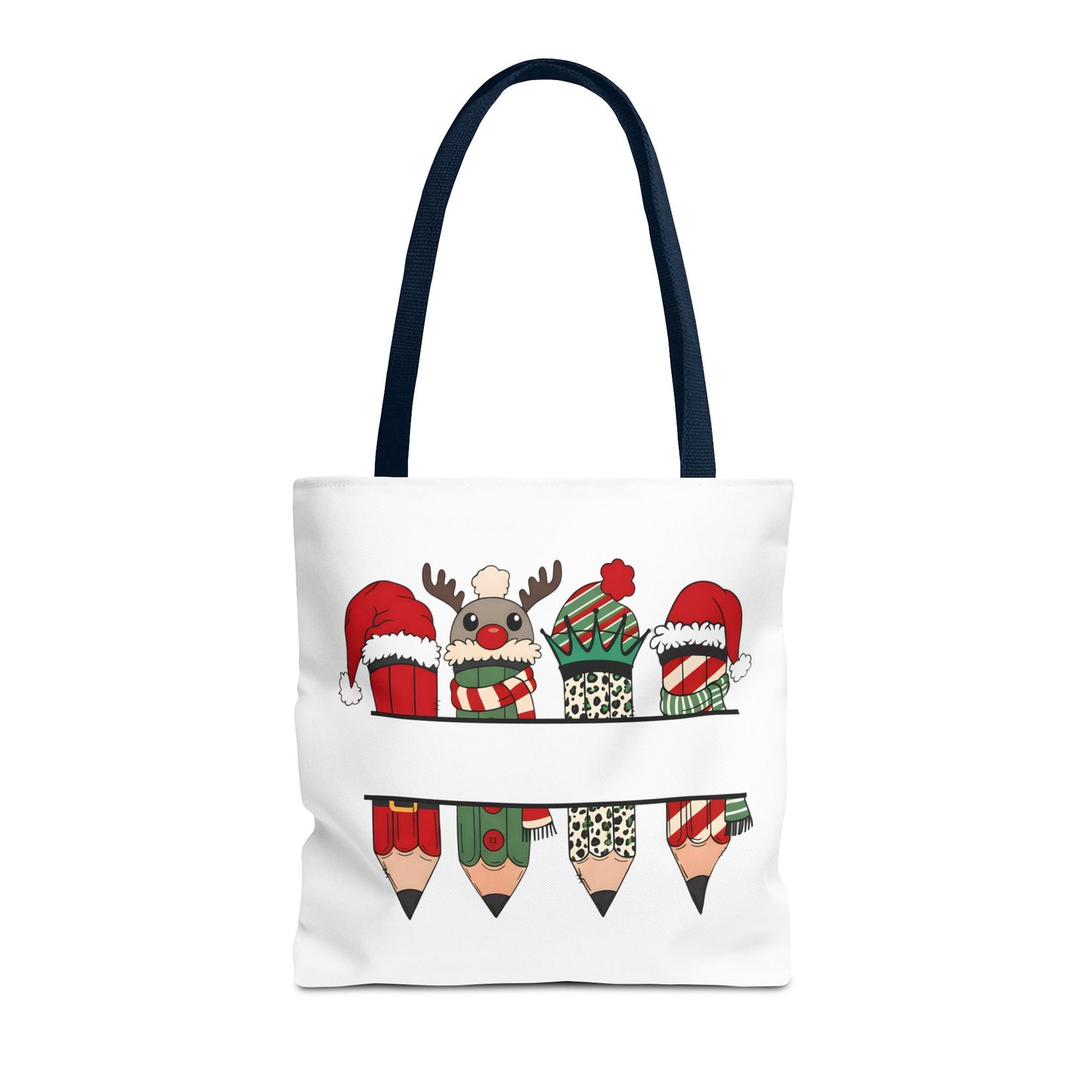 Festive Pencil Reindeer Tote Bag, Holiday Shopping Bag, Christmas Gift Tote, Teacher Appreciation, Winter Decor, Eco-Friendly Bag