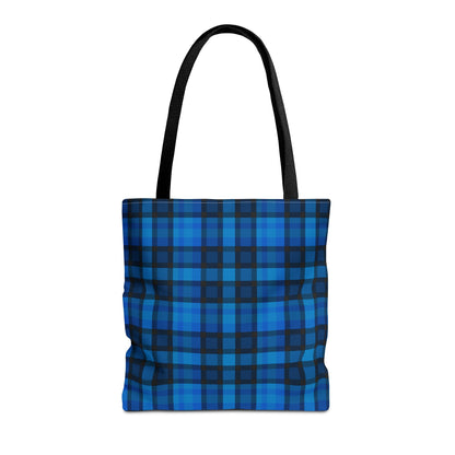 Blue Plaid Tote Bag, Gift for Her or Him,