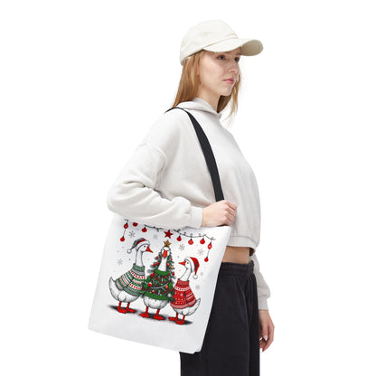 Festive Christmas Geese Tote Bag