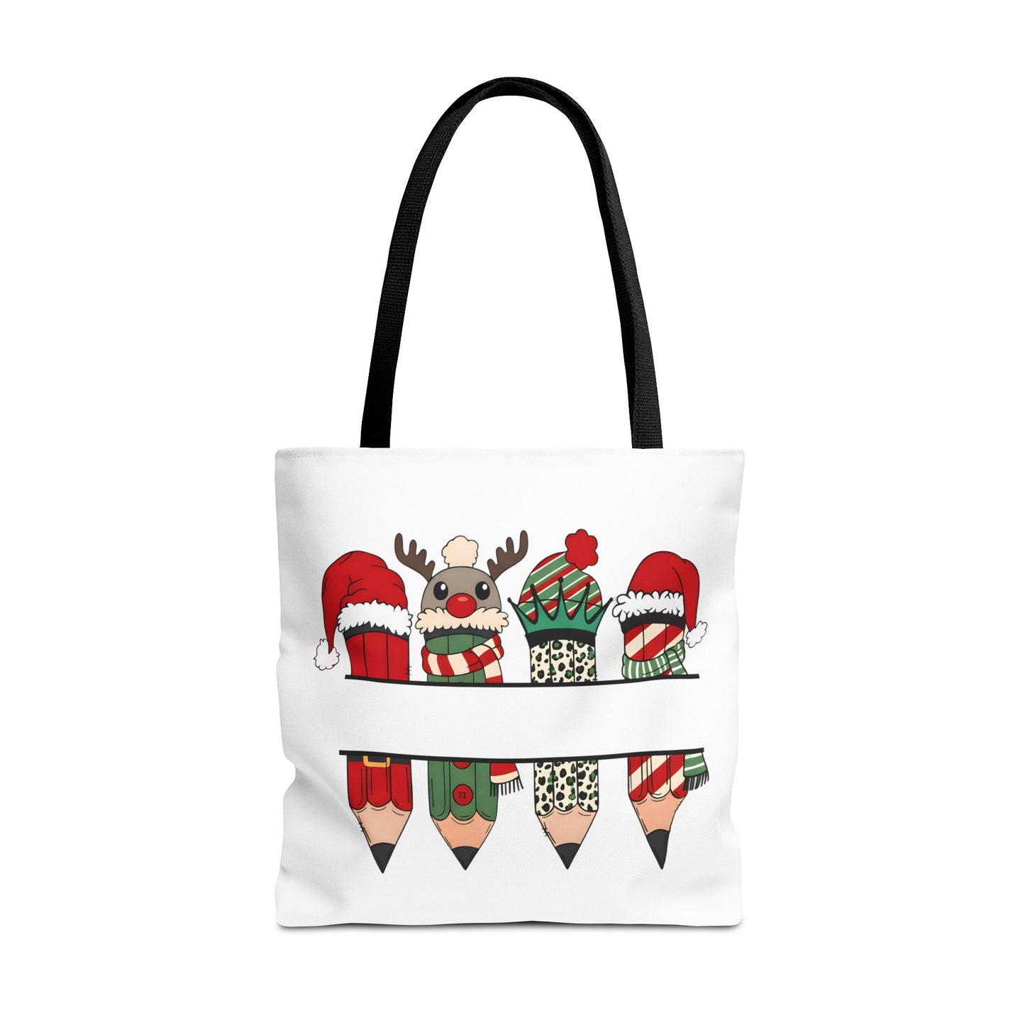 Festive Pencil Reindeer Tote Bag, Holiday Shopping Bag, Christmas Gift Tote, Teacher Appreciation, Winter Decor, Eco-Friendly Bag