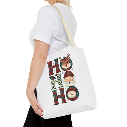 Cute Santa and Reindeer Design Festive Holiday Tote Bag