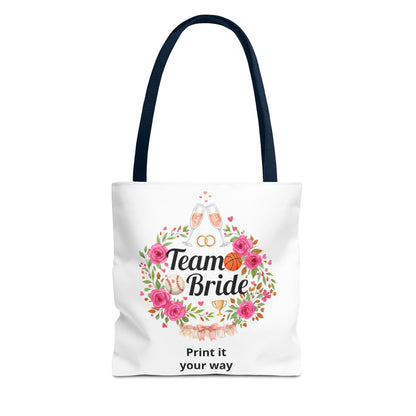 Team Bride Floral Personalized Tote Bag, Bachelorette Party Bridesmaid Gift