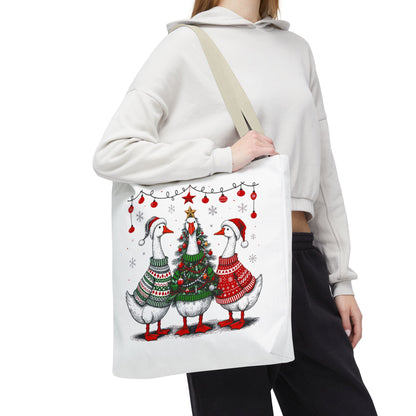 Festive Christmas Geese Tote Bag