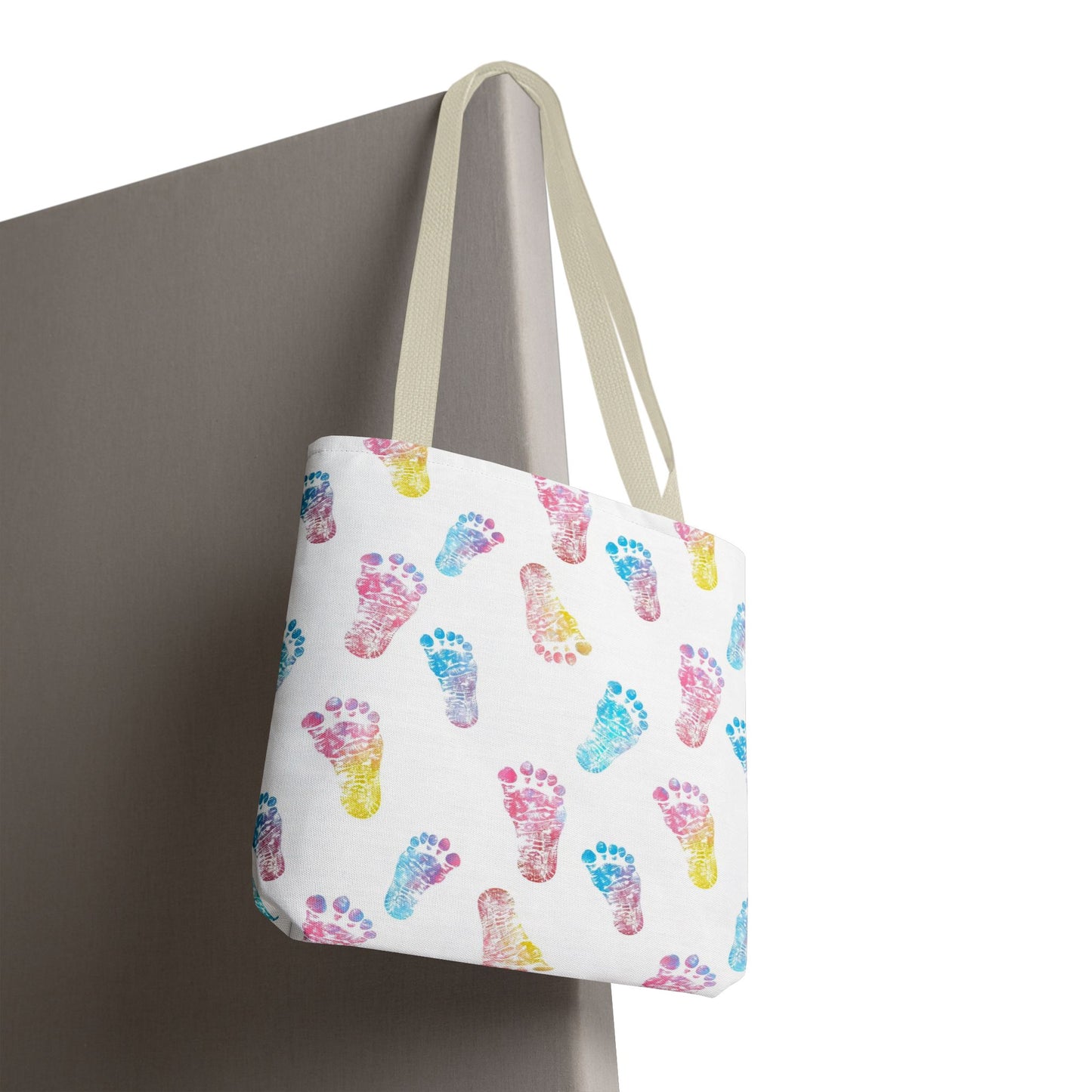 Colorful Baby Footprint Tote Bag,  Gift for New Moms