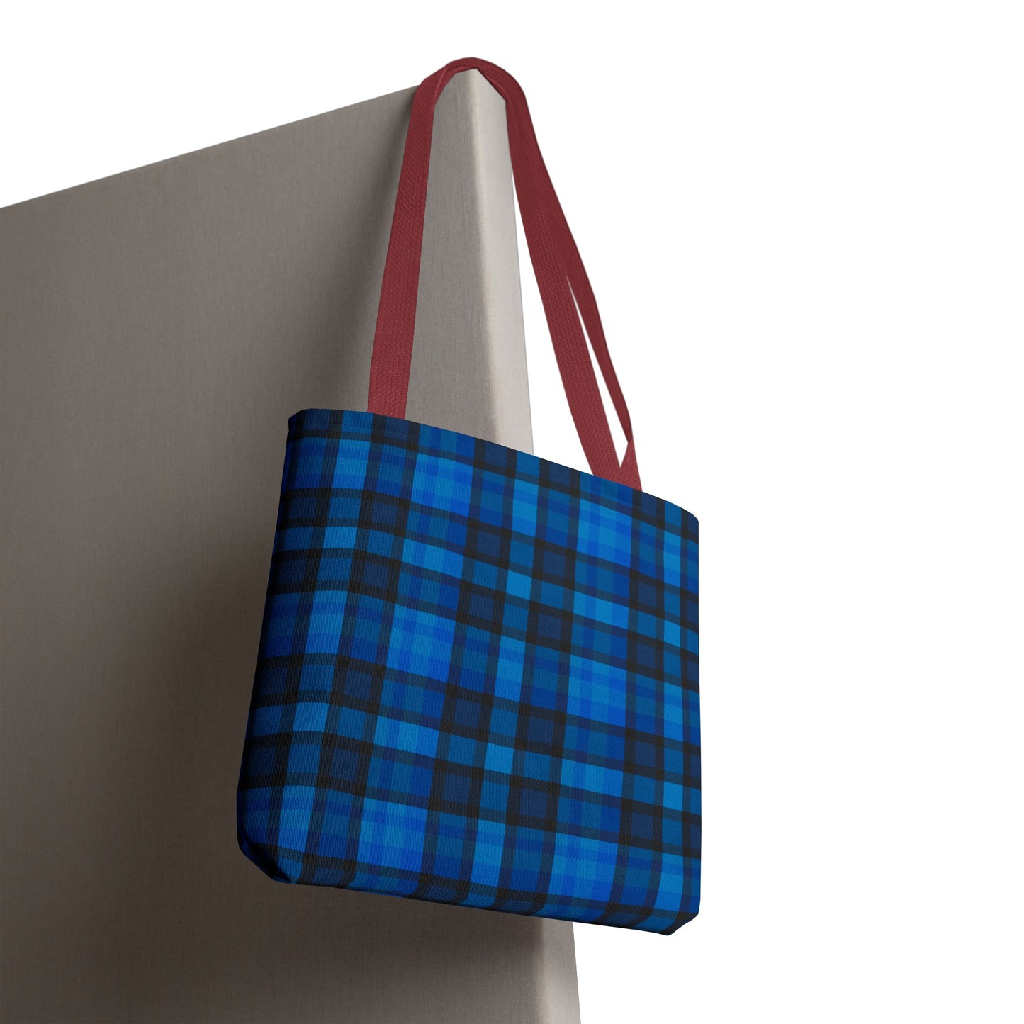 Blue Plaid Tote Bag, Gift for Her or Him,
