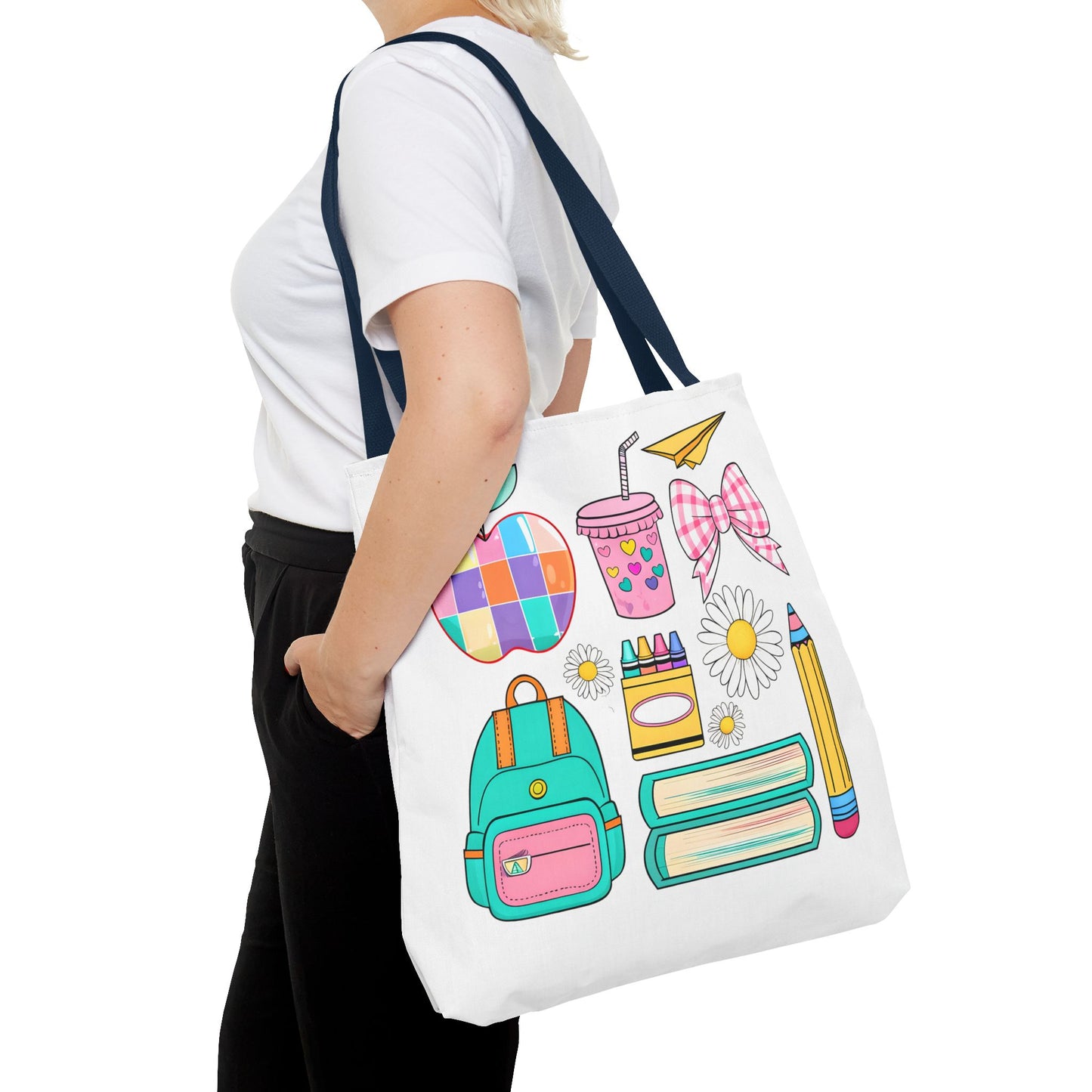 Colorful School Supplies Tote Bag, Perfect for Students & Teachers