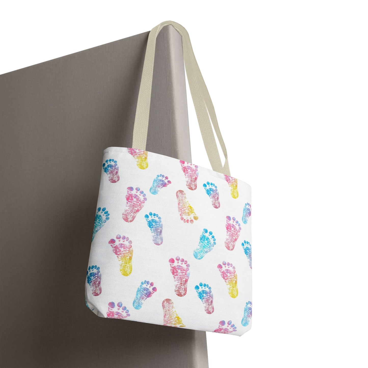 Colorful Baby Footprint Tote Bag,  Gift for New Moms