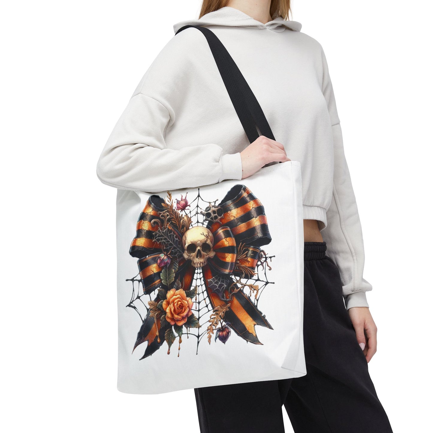 Halloween Skull & Ribbon Tote Bag
