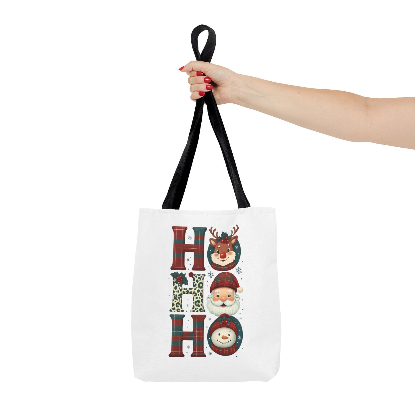 Cute Santa and Reindeer Design Festive Holiday Tote Bag