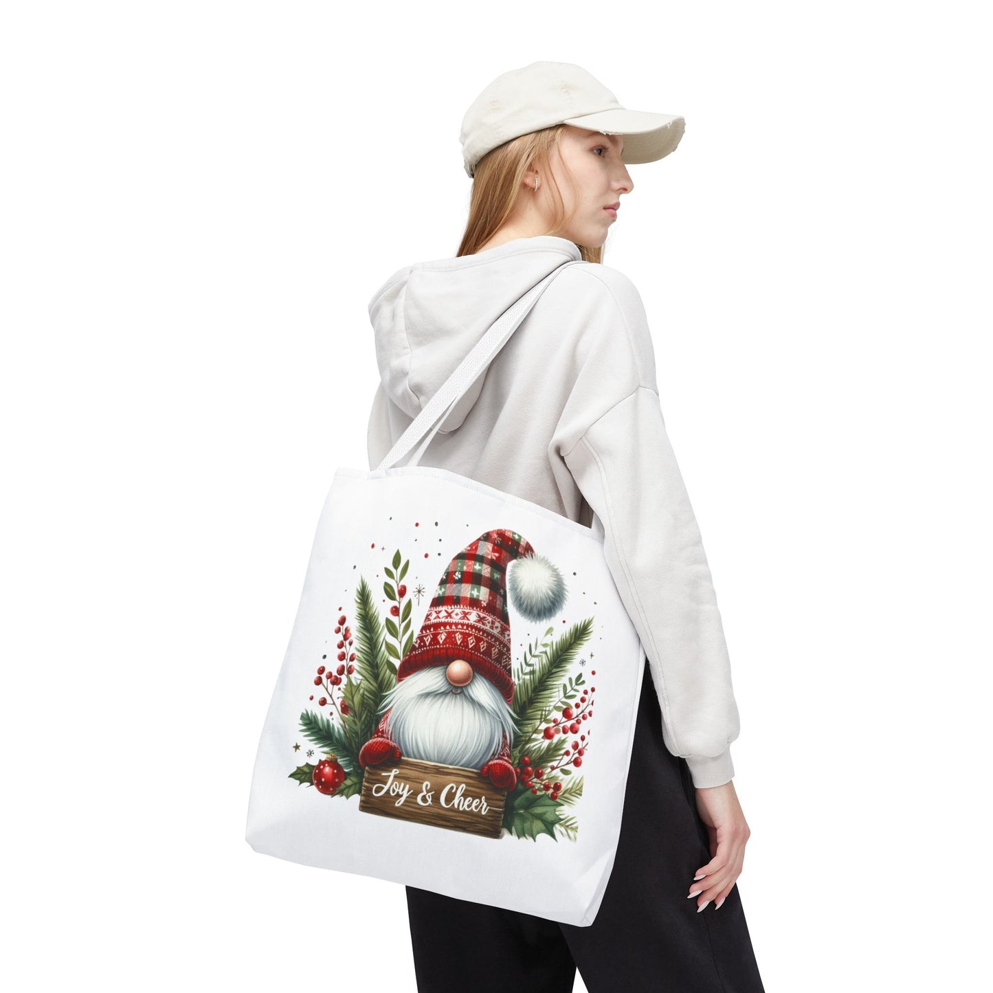 Christmas Gnome Tote Bag - Joy & Cheer Holiday Shopper