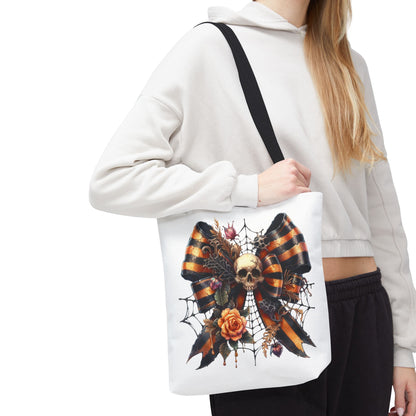 Halloween Skull & Ribbon Tote Bag