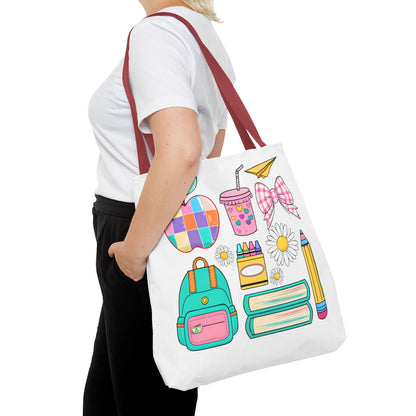 Colorful School Supplies Tote Bag, Perfect for Students & Teachers