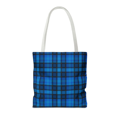 Blue Plaid Tote Bag, Gift for Her or Him,