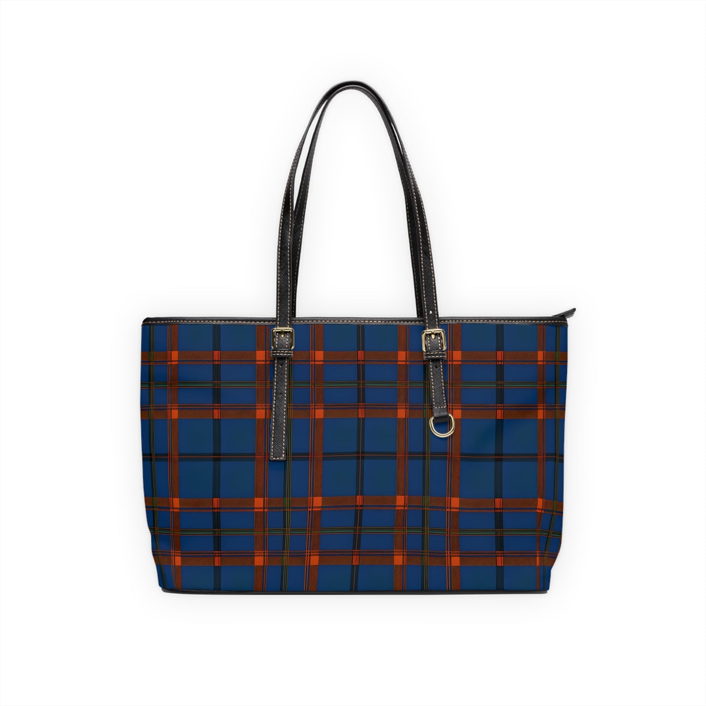 Navy & Rust Plaid Shoulder Bag