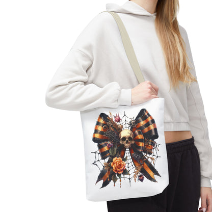 Halloween Skull & Ribbon Tote Bag