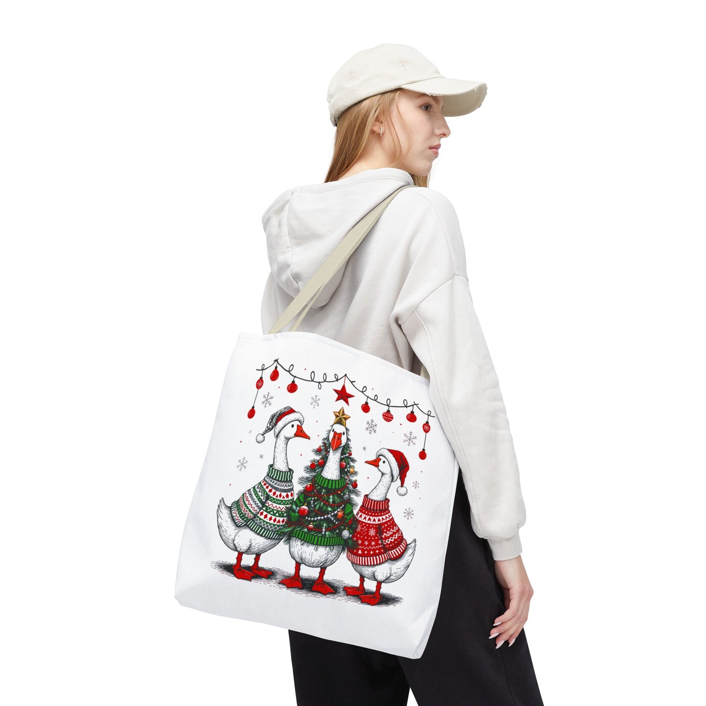 Festive Christmas Geese Tote Bag