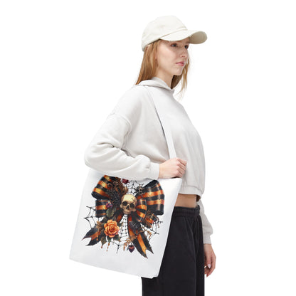 Halloween Skull & Ribbon Tote Bag