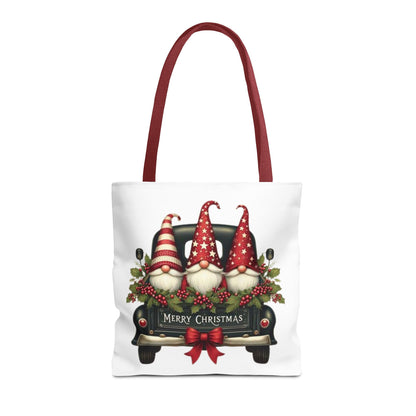 3 Christmas Gnomes in Truck Tote Bag, Fun Holiday Gift