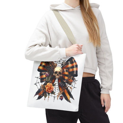 Halloween Skull & Ribbon Tote Bag