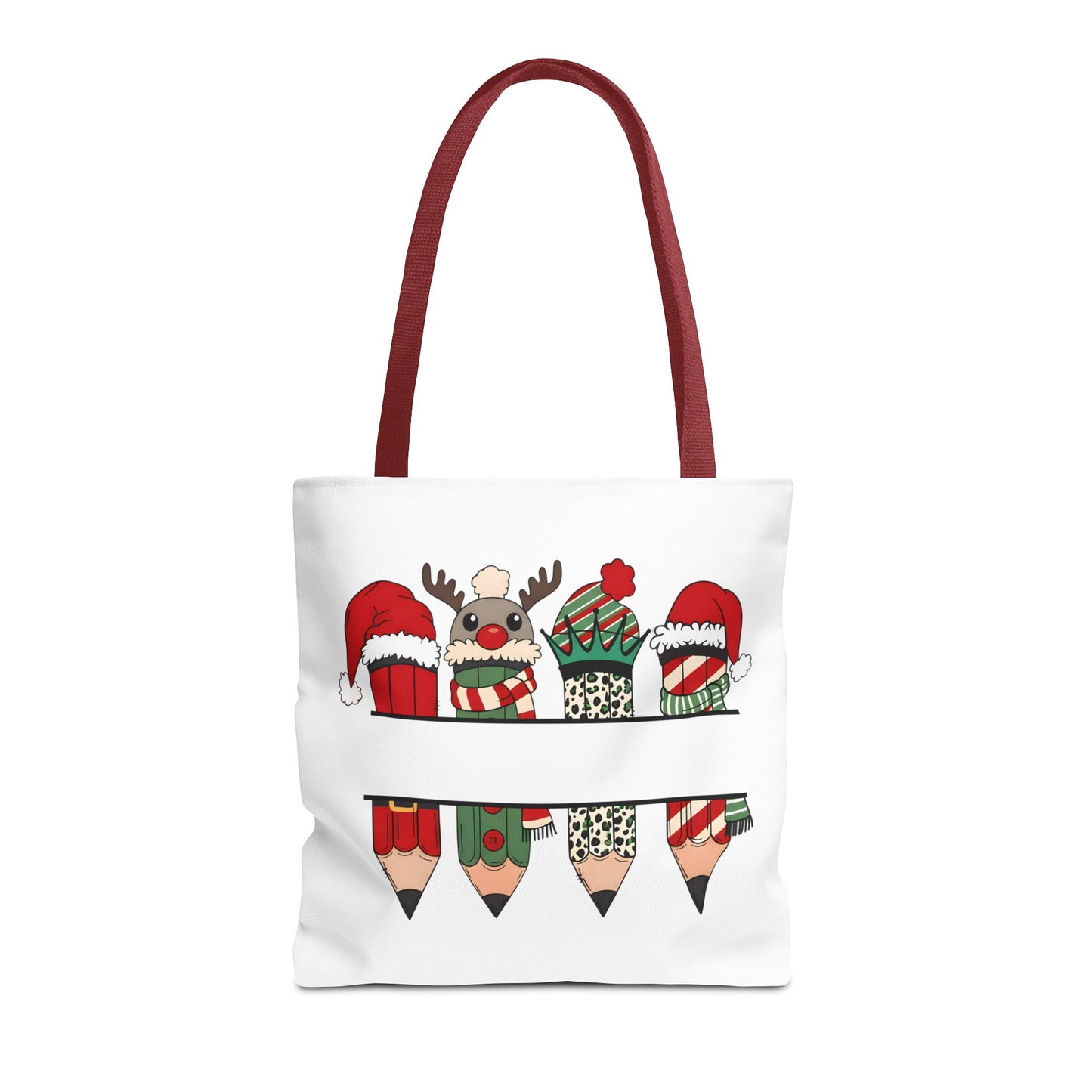 Festive Pencil Reindeer Tote Bag, Holiday Shopping Bag, Christmas Gift Tote, Teacher Appreciation, Winter Decor, Eco-Friendly Bag