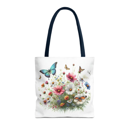 Vibrant Floral Tote Bag, Butterfly Print