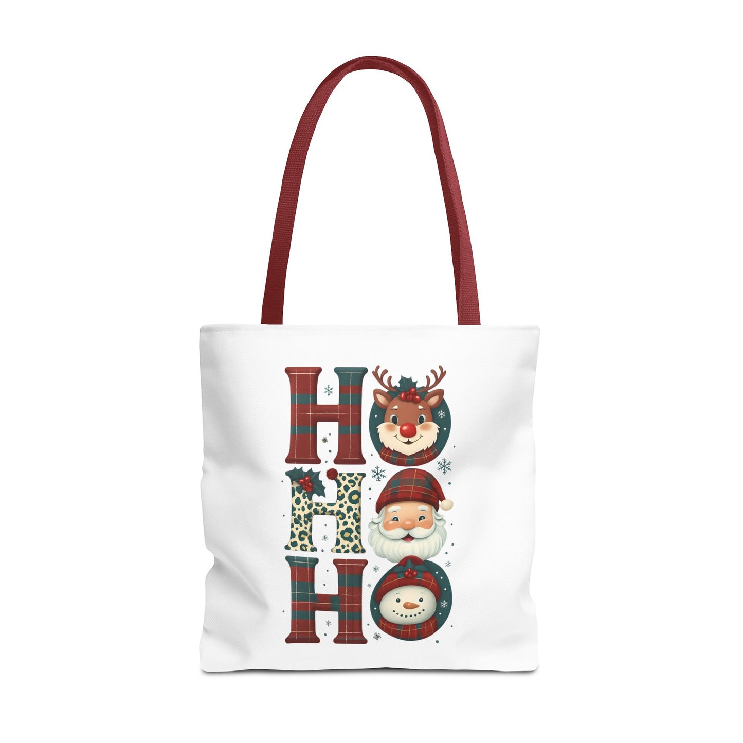 Cute Santa and Reindeer Design Festive Holiday Tote Bag