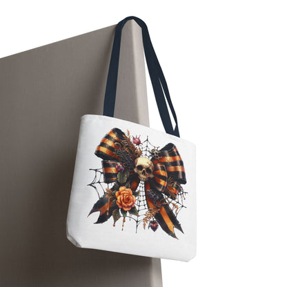 Halloween Skull & Ribbon Tote Bag