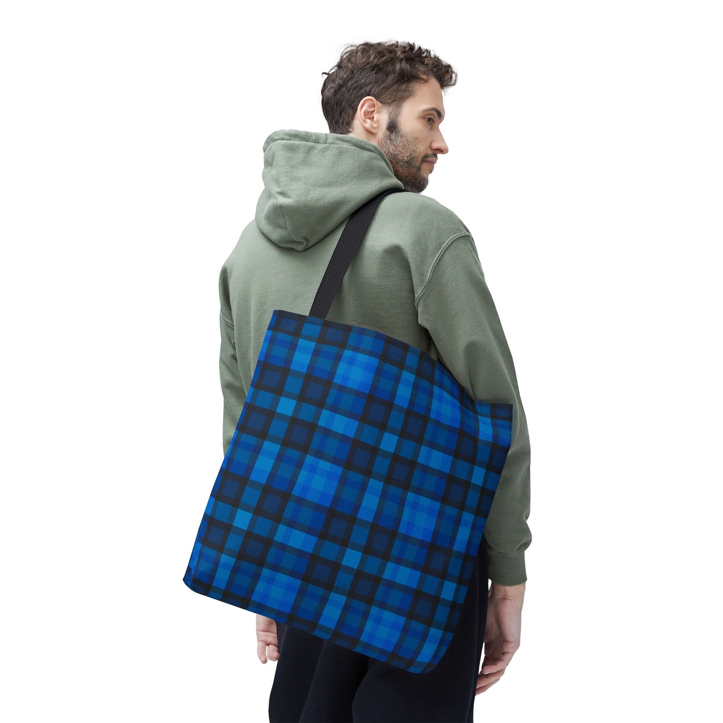 Blue Plaid Tote Bag, Gift for Her or Him,