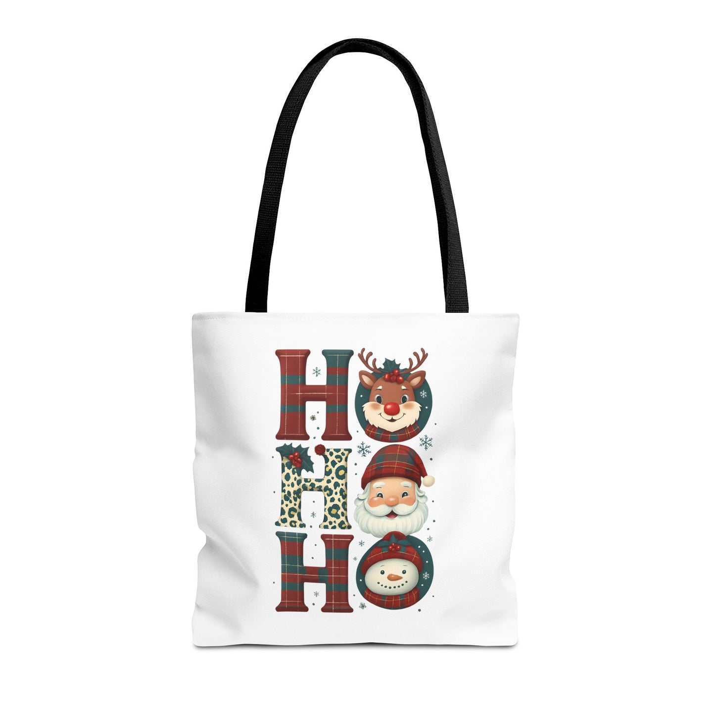 Cute Santa and Reindeer Design Festive Holiday Tote Bag