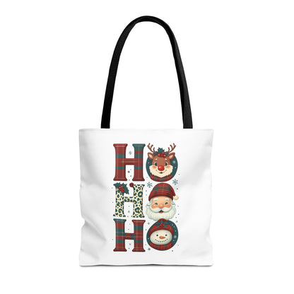 Cute Santa and Reindeer Design Festive Holiday Tote Bag