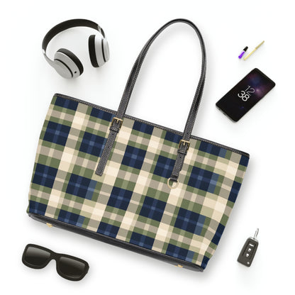 Navy & Olive Plaid Shoulder Bag