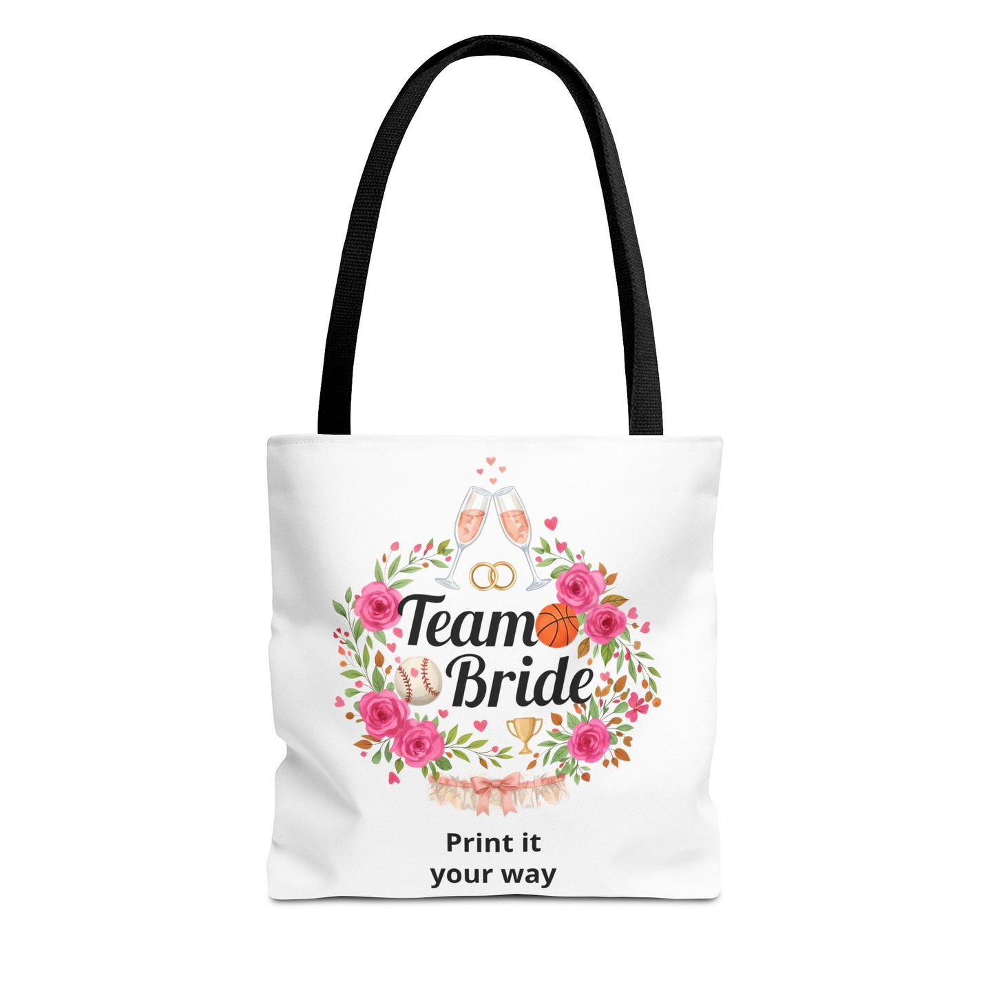 Team Bride Floral Personalized Tote Bag, Bachelorette Party Bridesmaid Gift