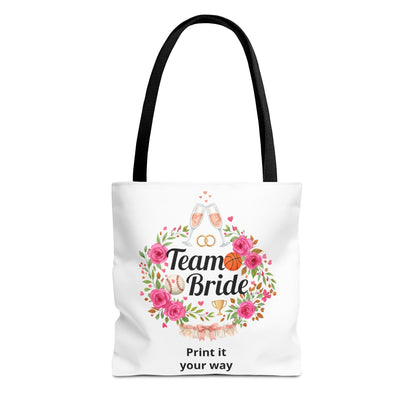 Team Bride Floral Personalized Tote Bag, Bachelorette Party Bridesmaid Gift