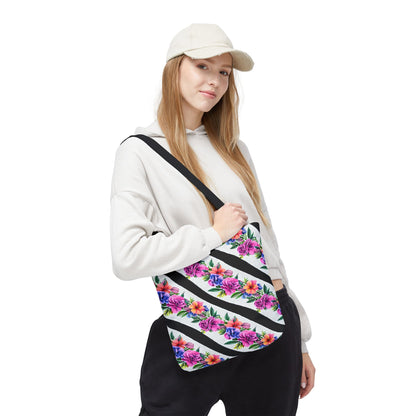 Floral Stripe Tote Bag,
