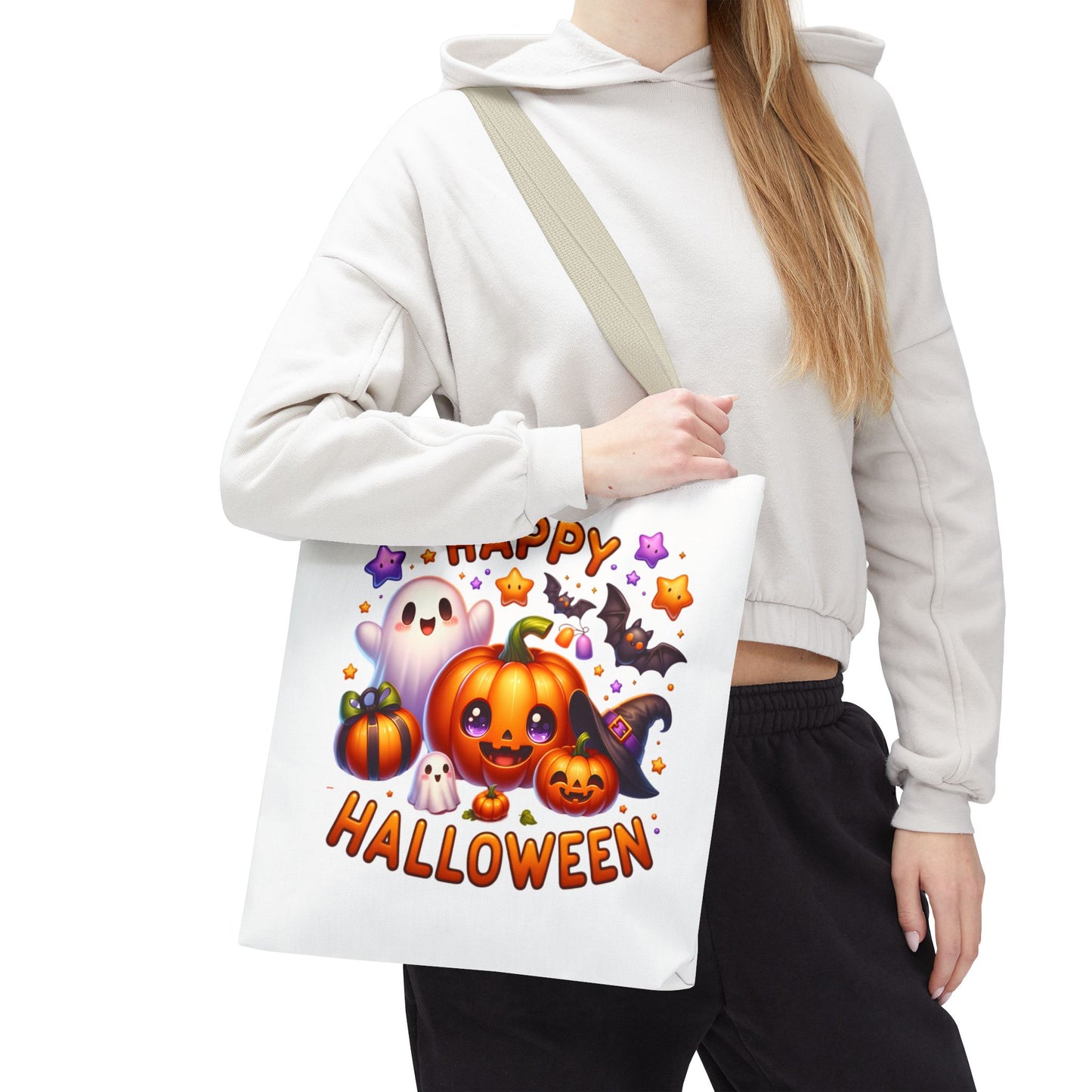 Cute Halloween Ghost Pumpkin Tote Bag