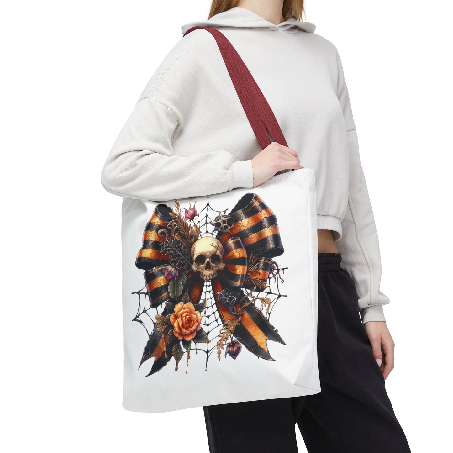 Halloween Skull & Ribbon Tote Bag