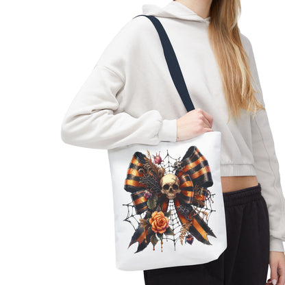 Halloween Skull & Ribbon Tote Bag