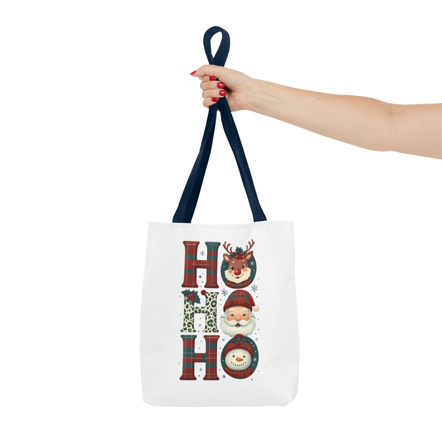 Cute Santa and Reindeer Design Festive Holiday Tote Bag