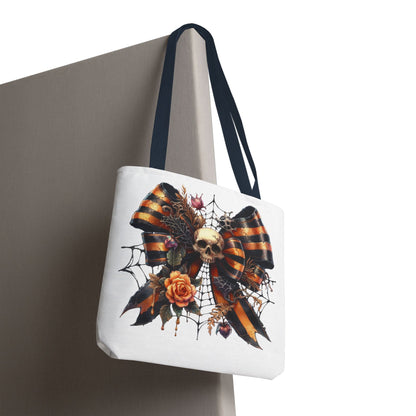 Halloween Skull & Ribbon Tote Bag
