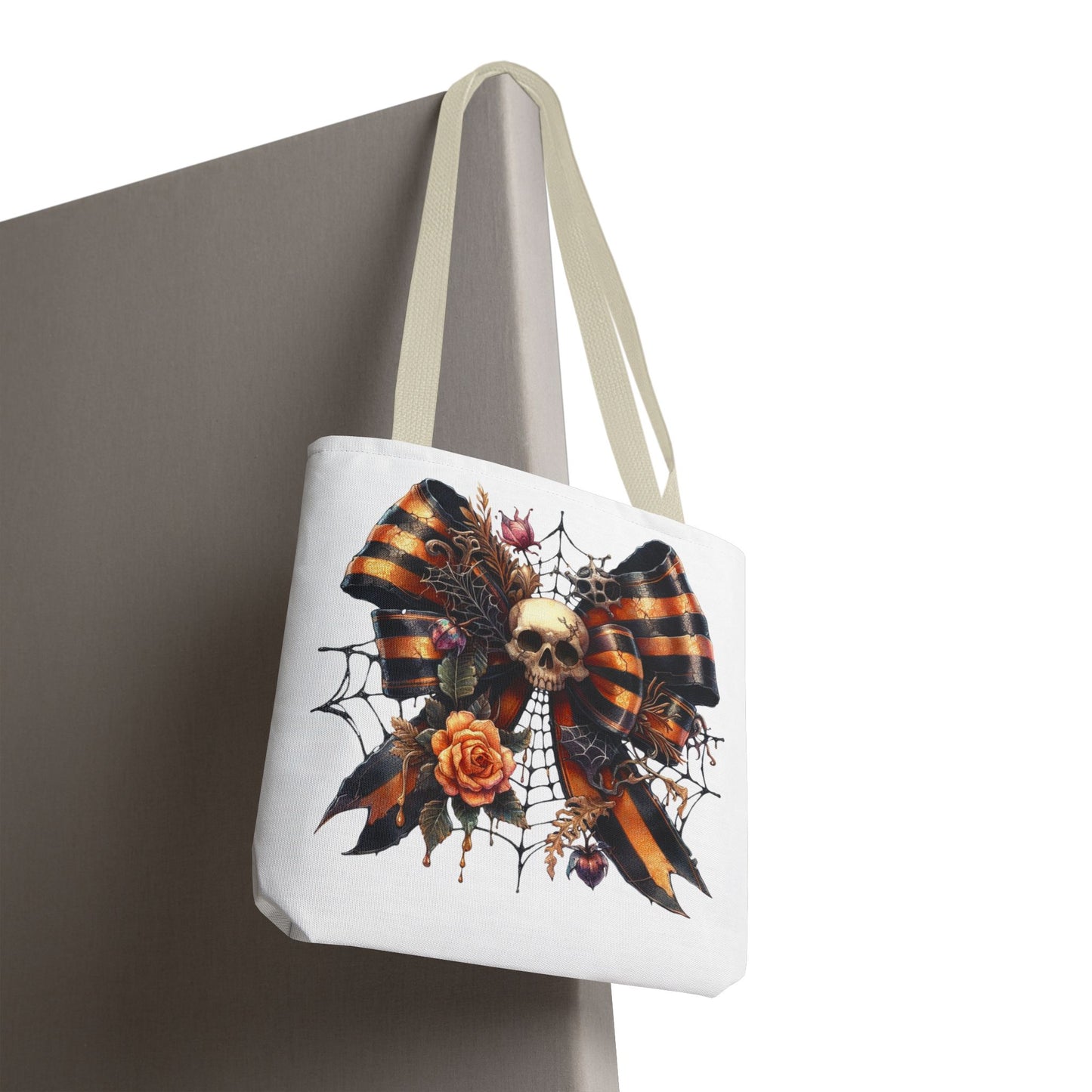 Halloween Skull & Ribbon Tote Bag