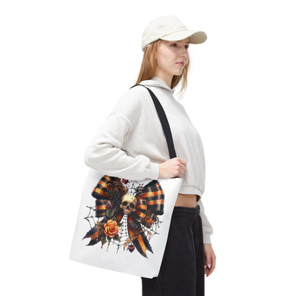 Halloween Skull & Ribbon Tote Bag
