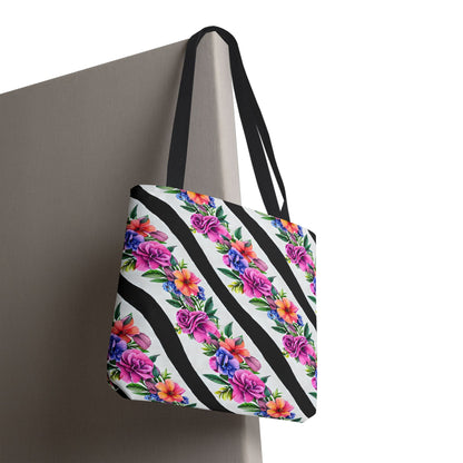 Floral Stripe Tote Bag,