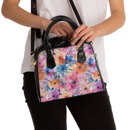 Floral Watercolor Shoulder Handbag